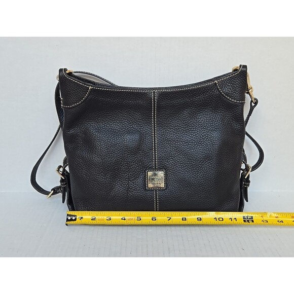 Dooney And Bourke Pebble Leather Crossbody Shoulder Bag Black Magnetic Snap Hobo - Picture 14 of 16